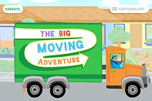 The Big Moving Adventure logo on a van.