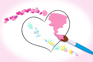 a paint brush coloring a heart