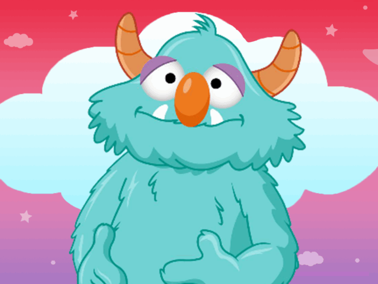 Illustration of Buddy, the blue monster breathing.