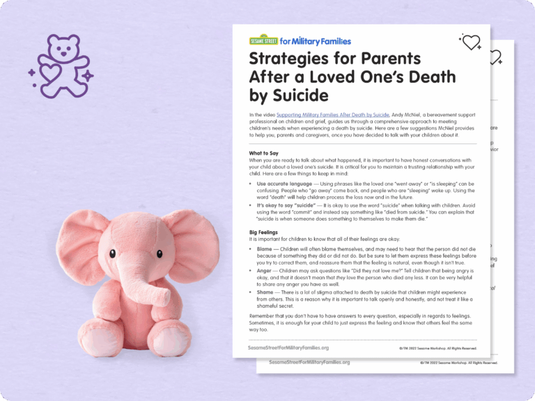 Strategies for Parents after a loved one's death by suicide printable