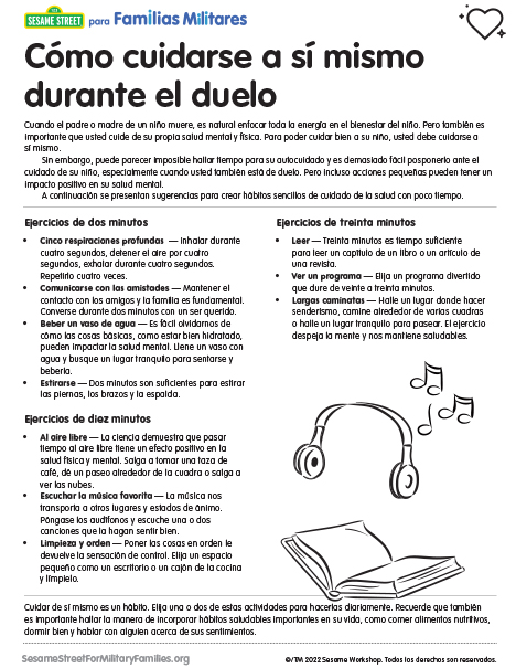 link to download the PDF: Cómo cuidarse a sí mismo durante el duelo