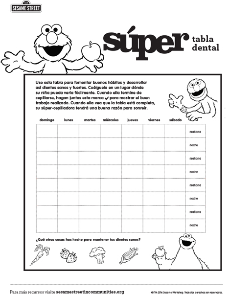 link to download the PDF: Tabla acerca del cepillado de dientes